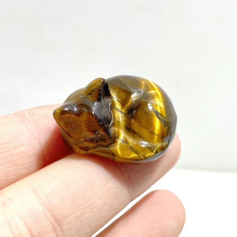 2.7CM Tiger Eye Sleeping Cat Carving Wholesale - Image 5