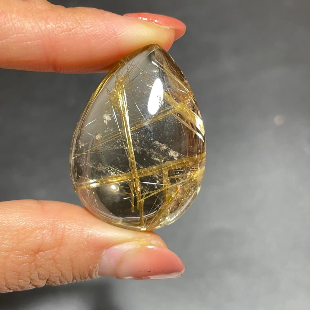 Titanium Gold Rutile Quartz Teardrop Pendant - Image 3