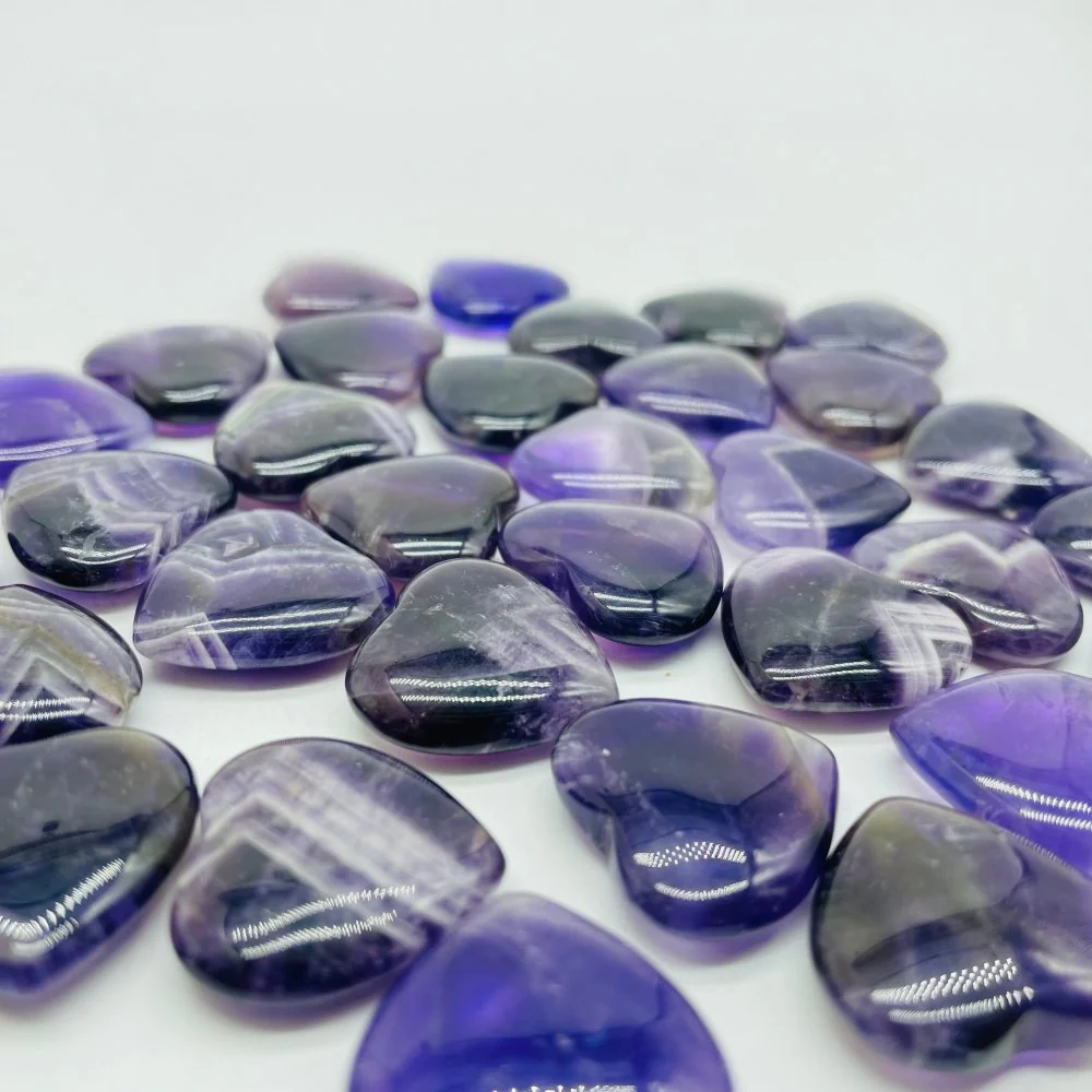 Transparent High Quality Chevron Amethyst Heart 0.78in(2cm) Wholesale - Image 2
