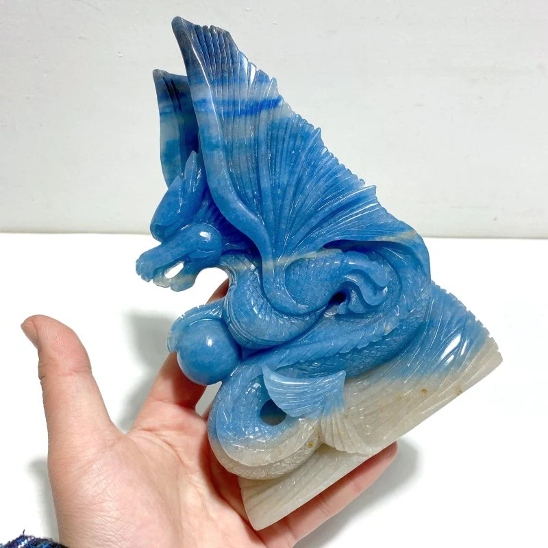Blue Trolleite Flying Dragon Carving #14 - Image 5