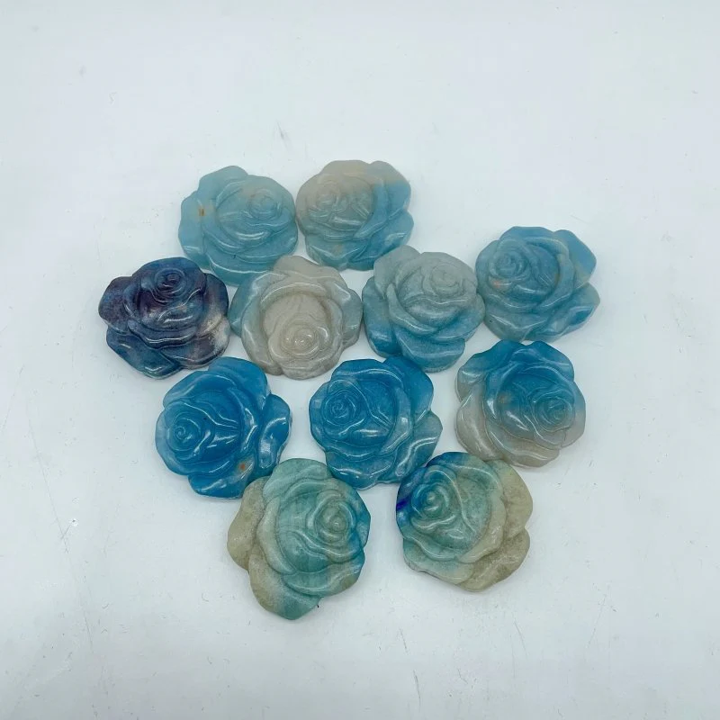 11 Pieces Trolleite Rose Flower Crystal Carving - Image 3