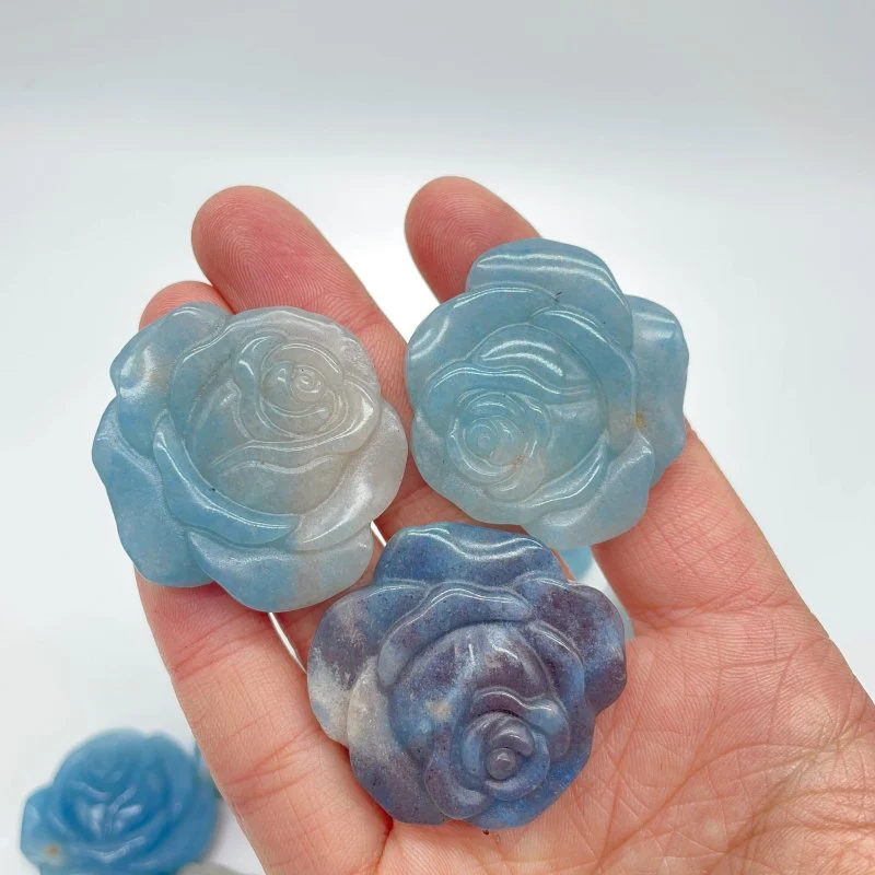 11 Pieces Trolleite Rose Flower Crystal Carving - Image 5