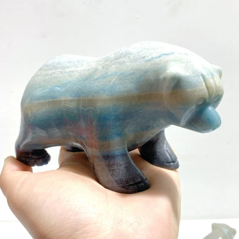 9 Pieces Trolleite Stone Bear Carving - Image 4