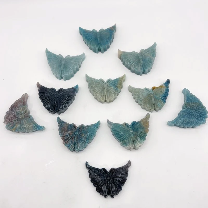 11 Pieces Trolleite Stone Butterfly Carving - Image 3