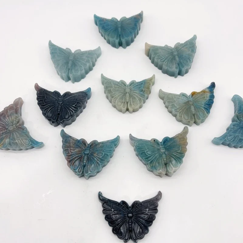 11 Pieces Trolleite Stone Butterfly Carving - Image 4
