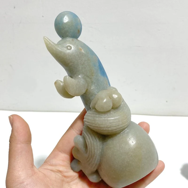 2 Pieces Trolleite Stone Dolphin Carving - Image 4