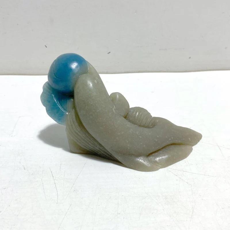 2 Pieces Trolleite Stone Dolphin Carving - Image 5