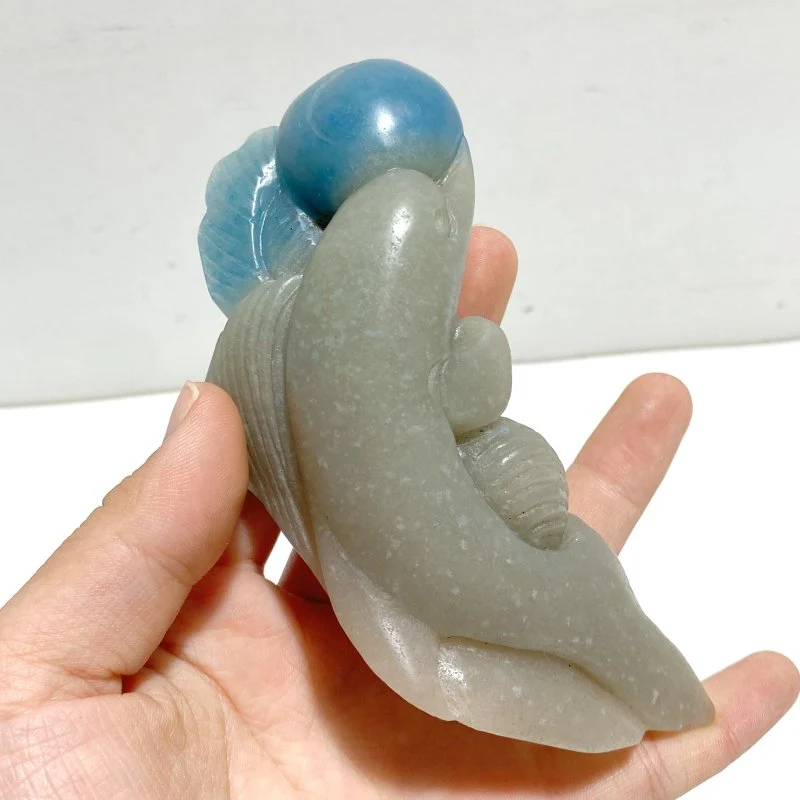 2 Pieces Trolleite Stone Dolphin Carving - Image 6