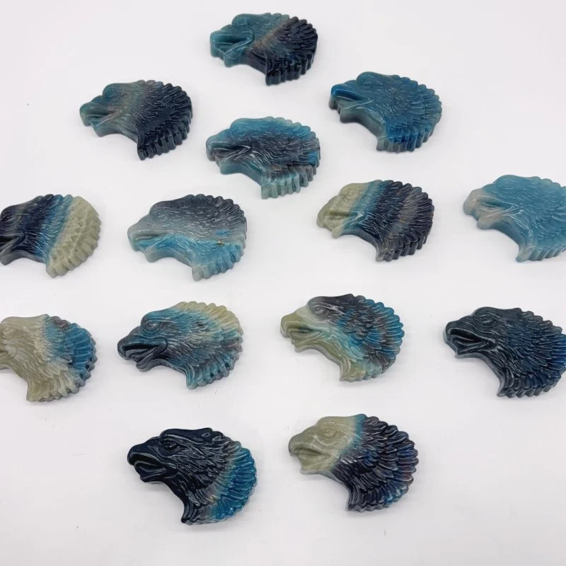 14 Pieces Trolleite Stone Eagle Head Carving - Image 2