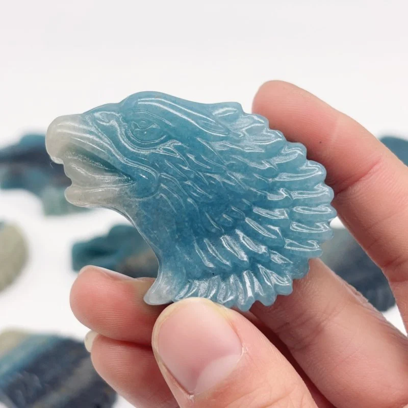 14 Pieces Trolleite Stone Eagle Head Carving - Image 3
