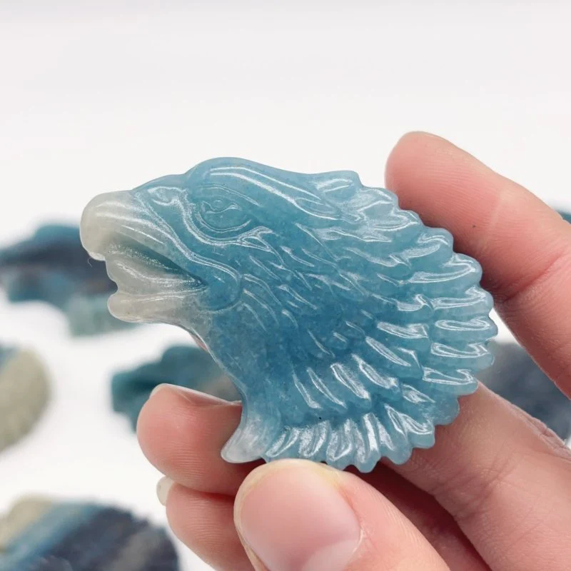 14 Pieces Trolleite Stone Eagle Head Carving - Image 4