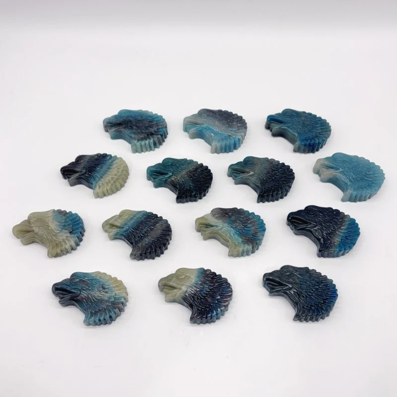 14 Pieces Trolleite Stone Eagle Head Carving - Image 5