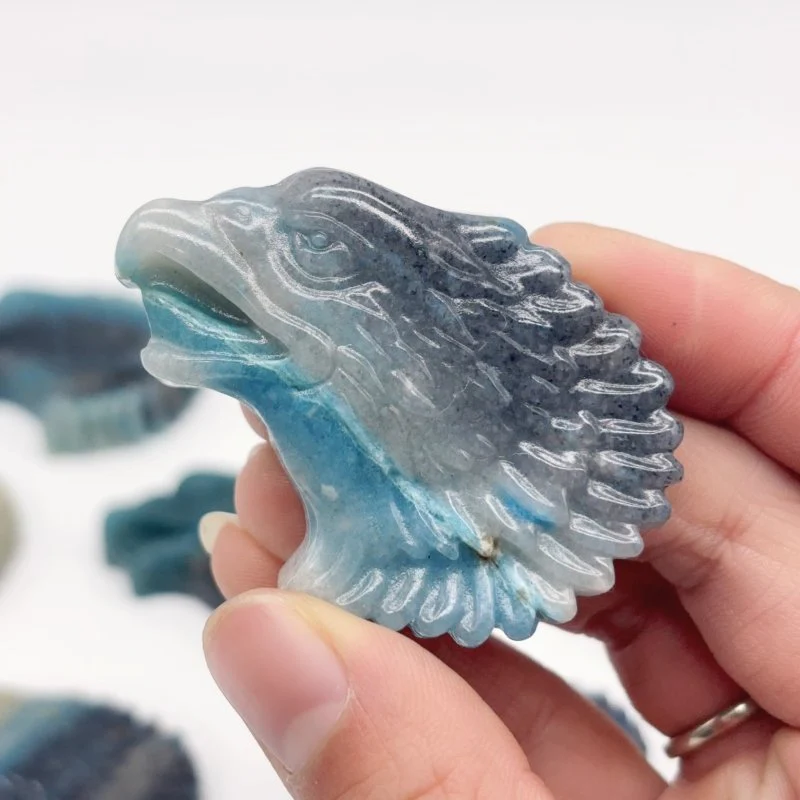 14 Pieces Trolleite Stone Eagle Head Carving - Image 6