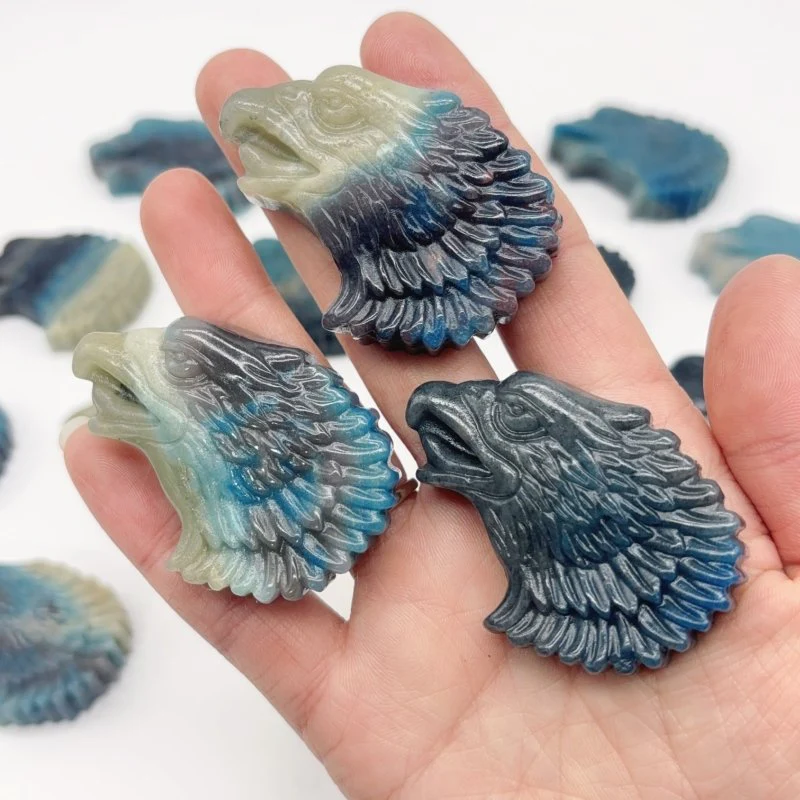 14 Pieces Trolleite Stone Eagle Head Carving - Image 7