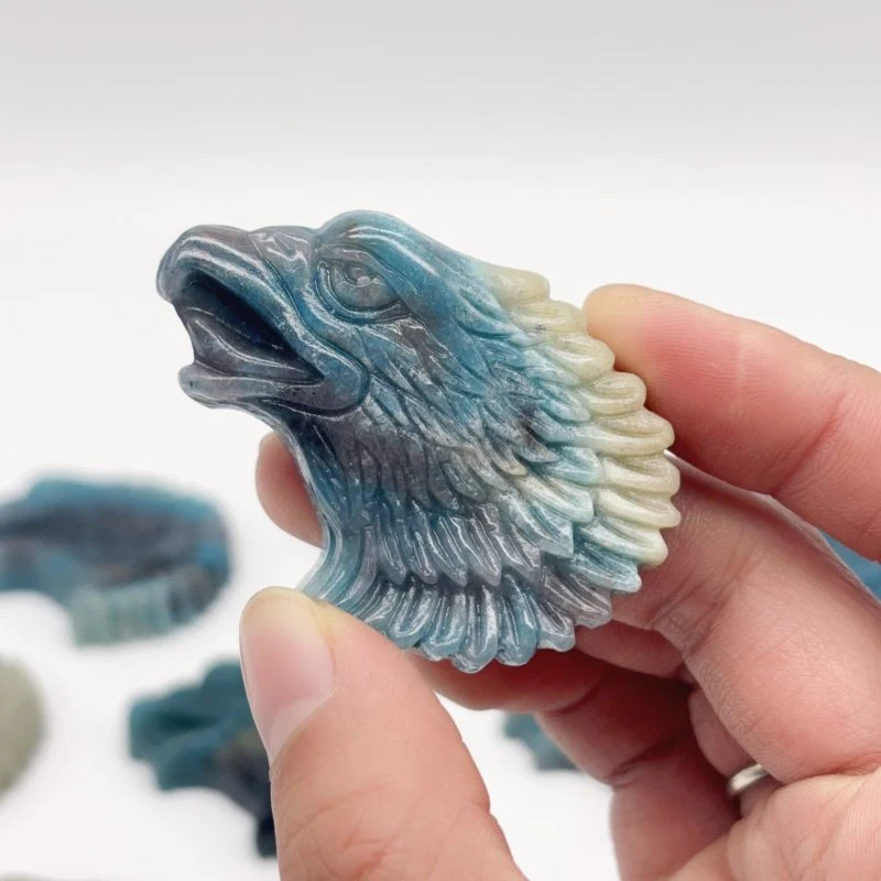 14 Pieces Trolleite Stone Eagle Head Carving - Image 8