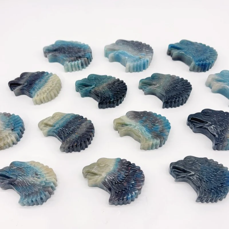 14 Pieces Trolleite Stone Eagle Head Carving - Image 9