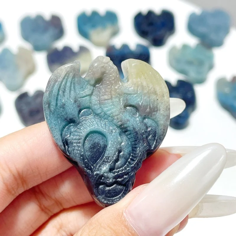 17 Pieces Trolleite Stone Flying Dragon Carving - Image 3