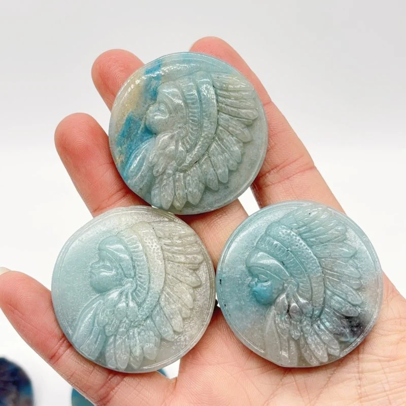 8 Pieces Trolleite Stone Indian Girl Carving - Image 6