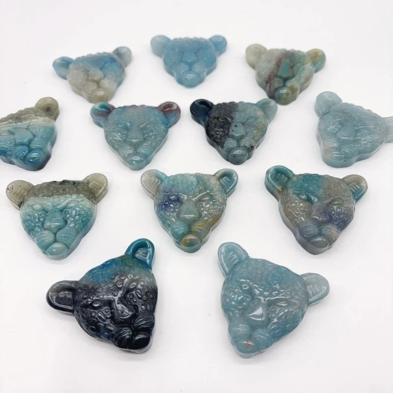 12 Pieces Trolleite Stone Leopard Head Crystal Carving - Image 3