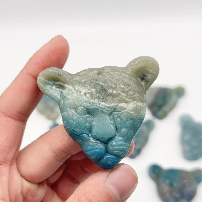 12 Pieces Trolleite Stone Leopard Head Crystal Carving - Image 4
