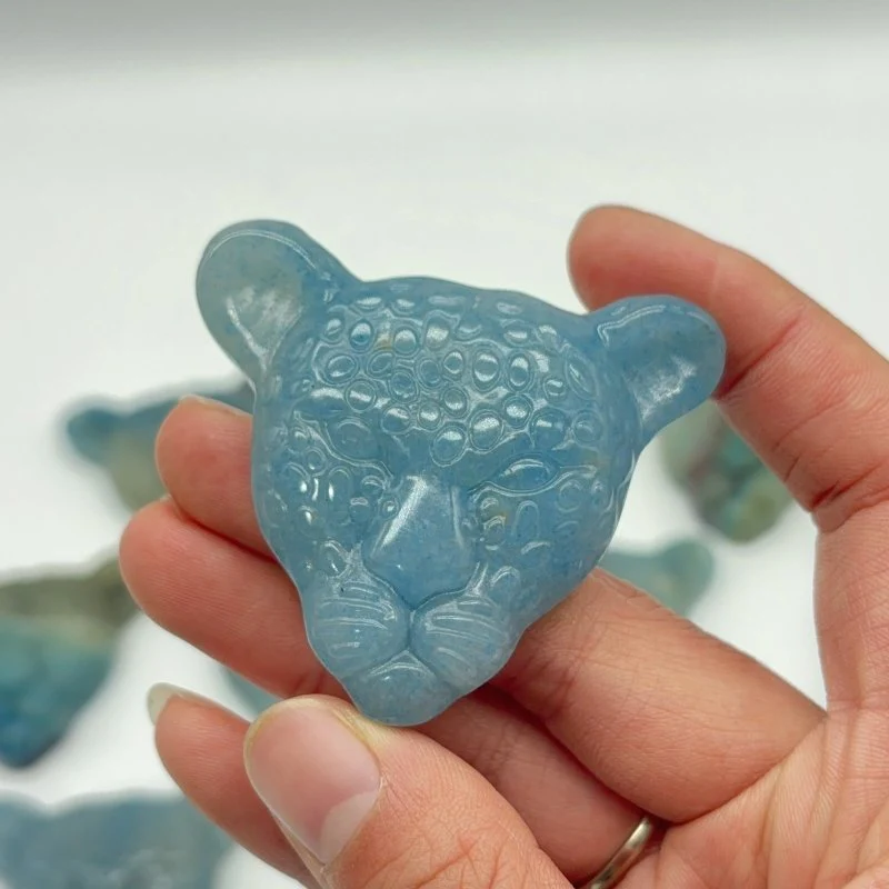 12 Pieces Trolleite Stone Leopard Head Crystal Carving - Image 5