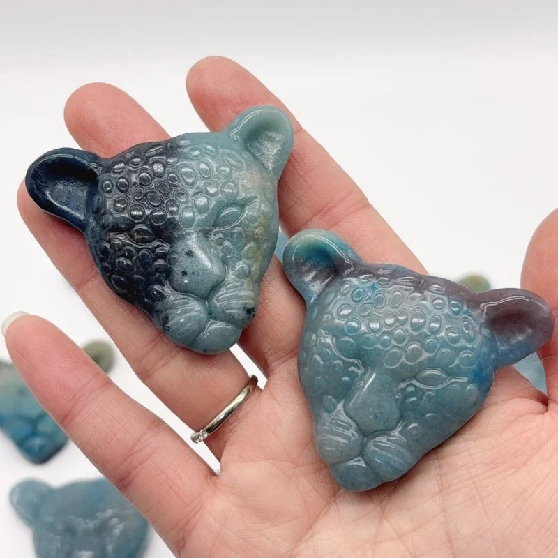 12 Pieces Trolleite Stone Leopard Head Crystal Carving - Image 7