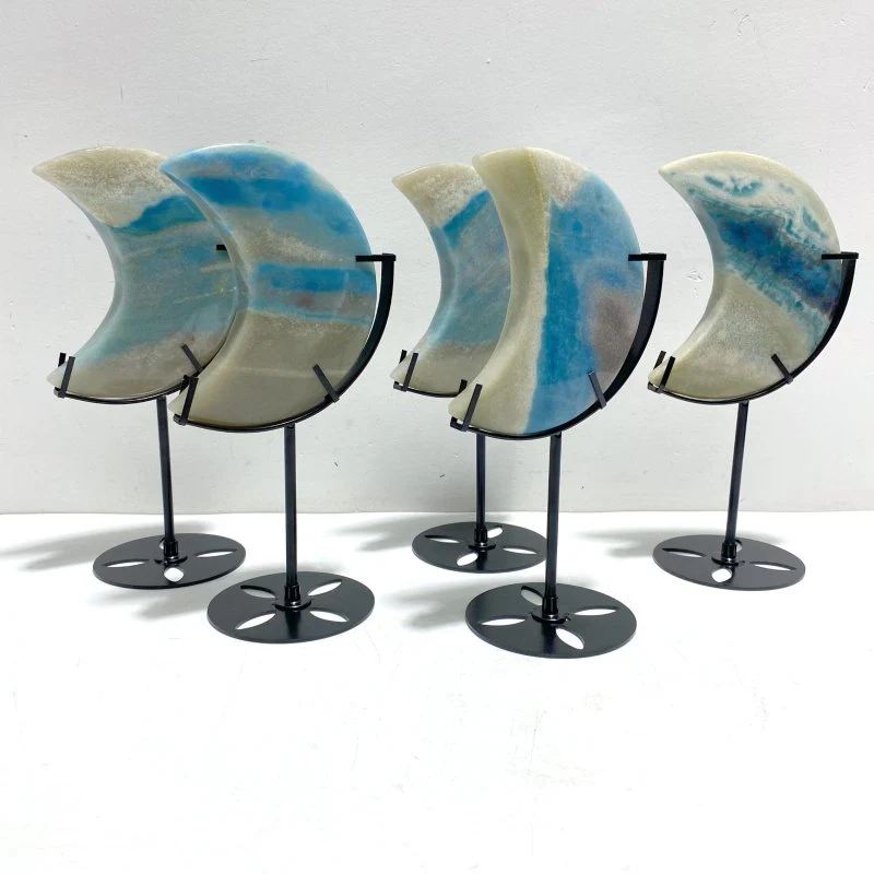 5 Pieces Trolleite Stone Moon With Stand