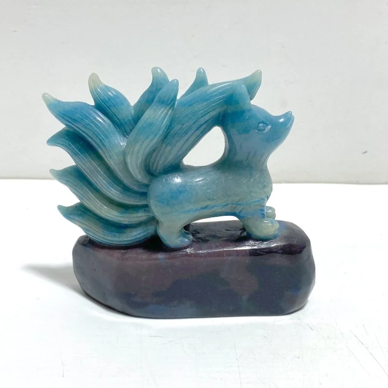 Trolleite Stone Nine-tailed Fox Carving - Image 3