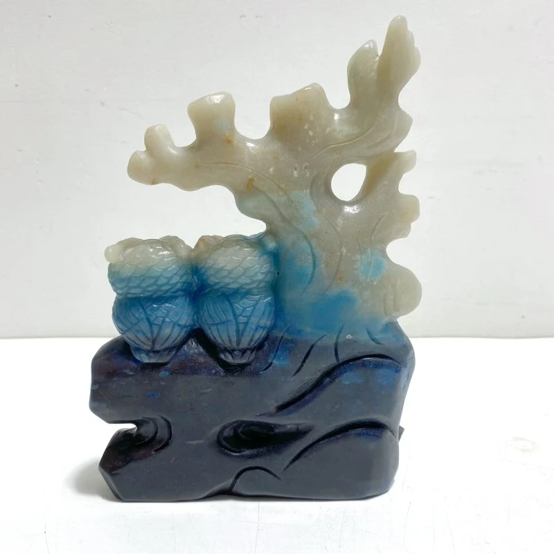 Unique Trolleite Stone Nine-tailed Owl Carving - Image 3