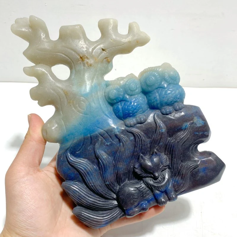 Unique Trolleite Stone Nine-tailed Owl Carving - Image 4