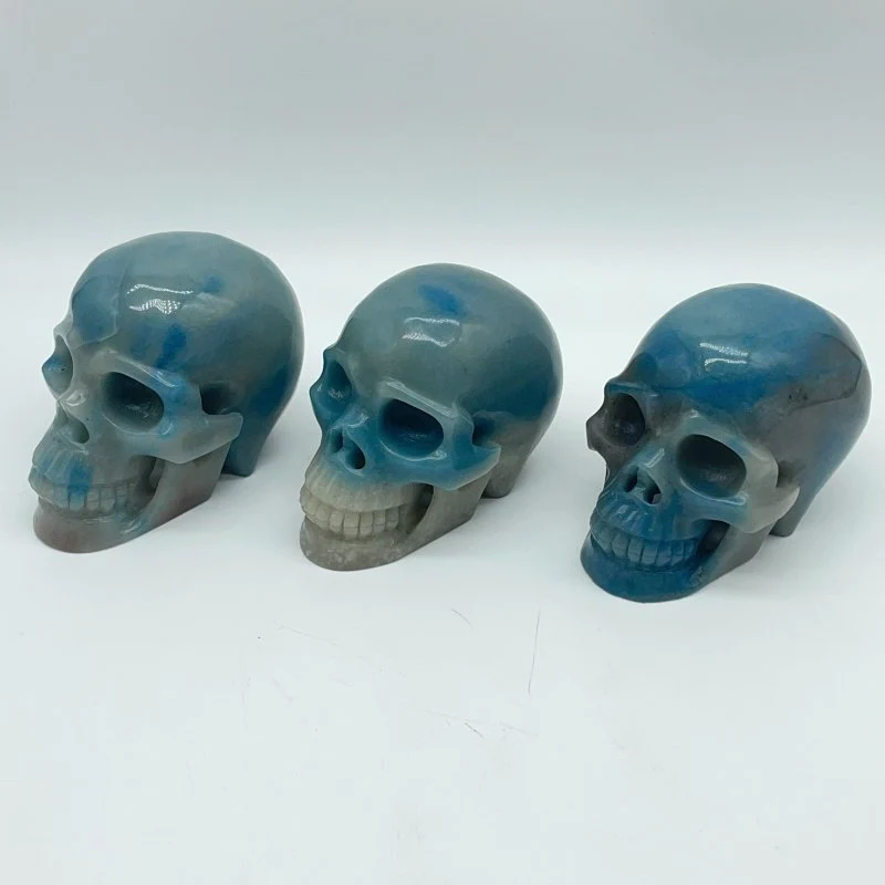 3 Pieces Trolleite Stone Skull Carving