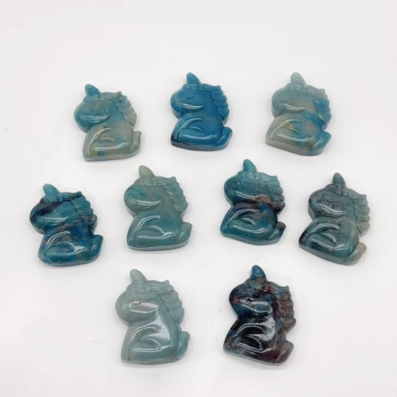 9 Pieces Trolleite Stone Unicorn Carving - Image 2