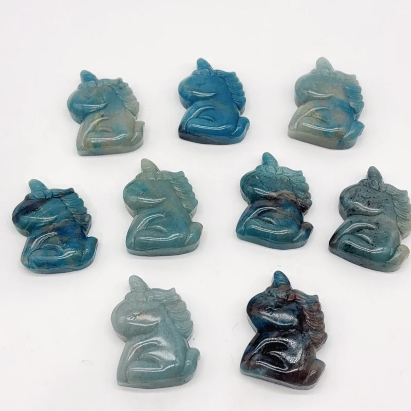 9 Pieces Trolleite Stone Unicorn Carving - Image 3