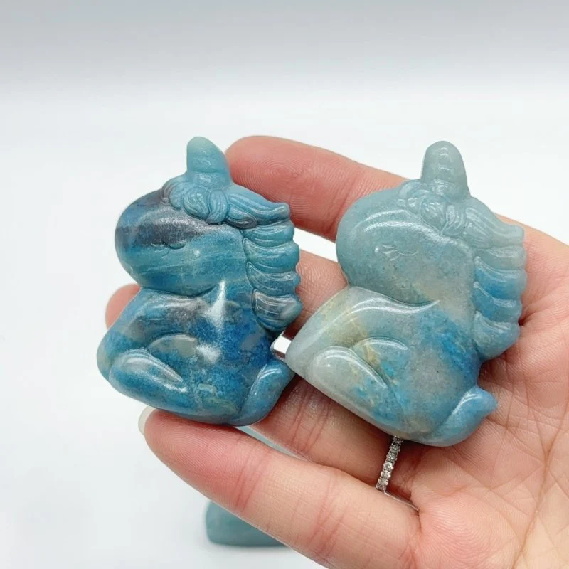 9 Pieces Trolleite Stone Unicorn Carving - Image 4