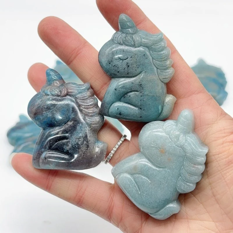 9 Pieces Trolleite Stone Unicorn Carving - Image 5