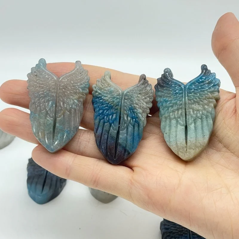 13 Pieces Trolleite Stone Wing Shield Crystal Carving - Image 2