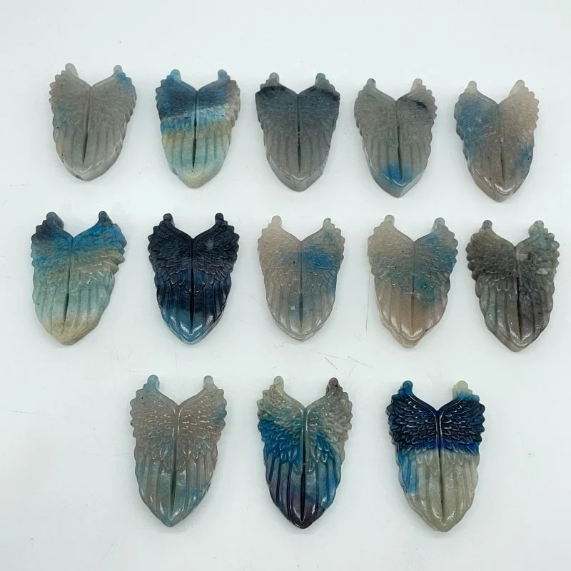 13 Pieces Trolleite Stone Wing Shield Crystal Carving - Image 4