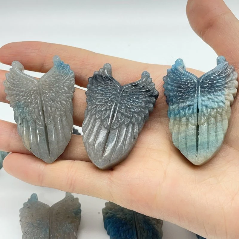 13 Pieces Trolleite Stone Wing Shield Crystal Carving - Image 6