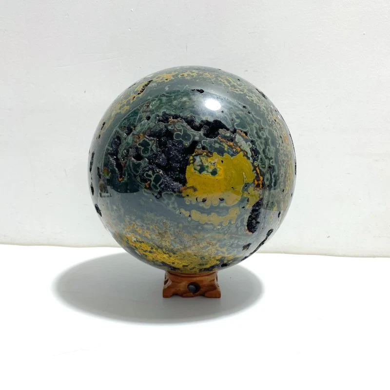Large 16.5CM Geode Druzy 8th Vein Ocean Jasper Sphere