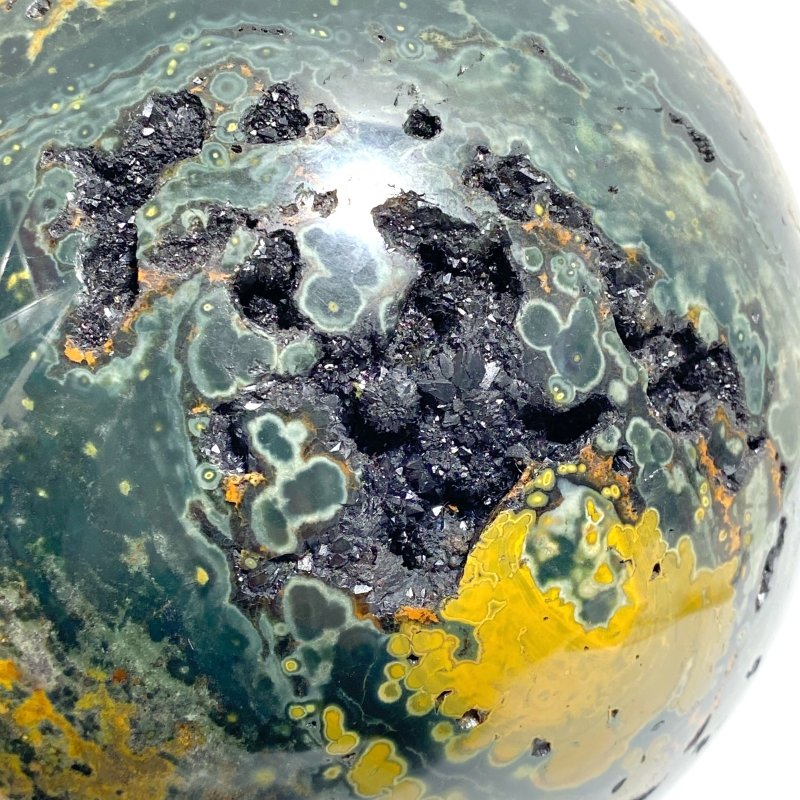 Large 16.5CM Geode Druzy 8th Vein Ocean Jasper Sphere - Image 4