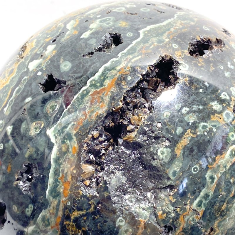 Large 16.5CM Geode Druzy 8th Vein Ocean Jasper Sphere - Image 5