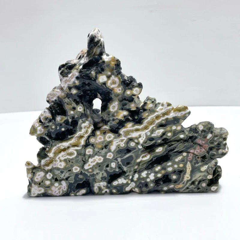 Unique 8th Vein Ocean Jasper Cluster of Fish Carving - Image 4