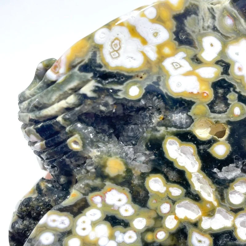 Unique 8th Vein Ocean Jasper Cluster of Fish Carving - Image 7