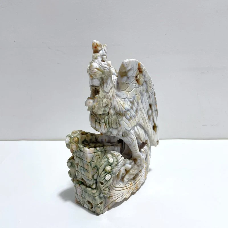 Unique 8th Vein Ocean Jasper Cock Carving - Image 2