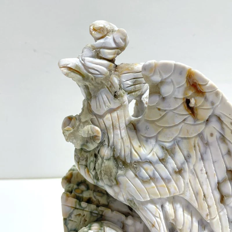 Unique 8th Vein Ocean Jasper Cock Carving - Image 4