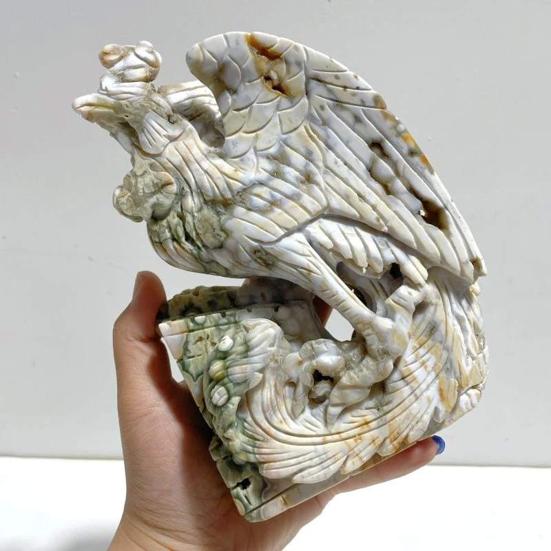 Unique 8th Vein Ocean Jasper Cock Carving - Image 5