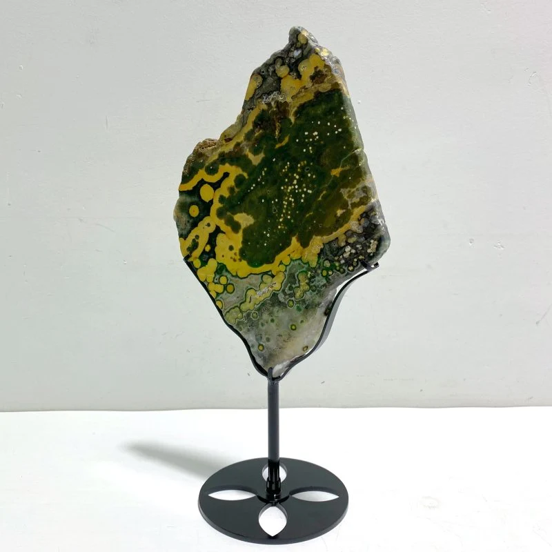Unique 8th Vein Ocean Jasper Slab With Stand #1 - Image 2