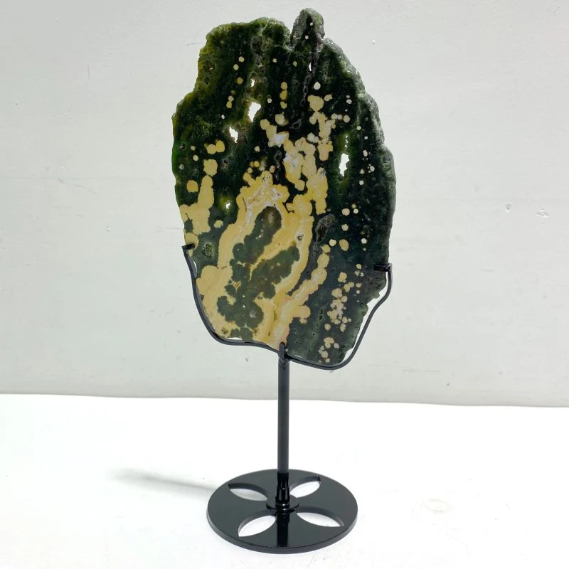 Unique 8th Vein Ocean Jasper Slab With Stand #2 - Image 2