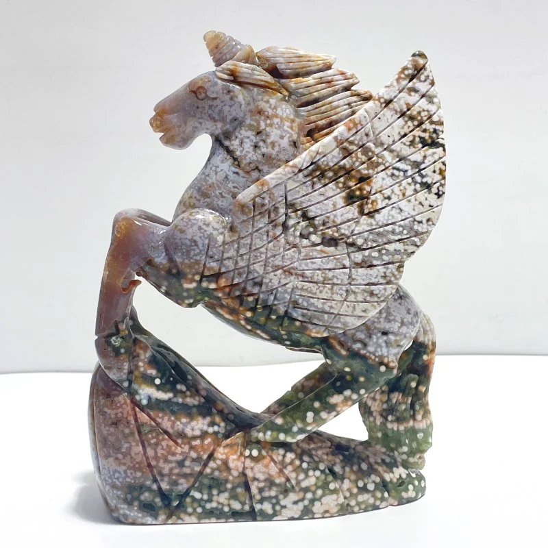 Unique 8th Vein Ocean Jasper Unicorn/Pegasus Carving