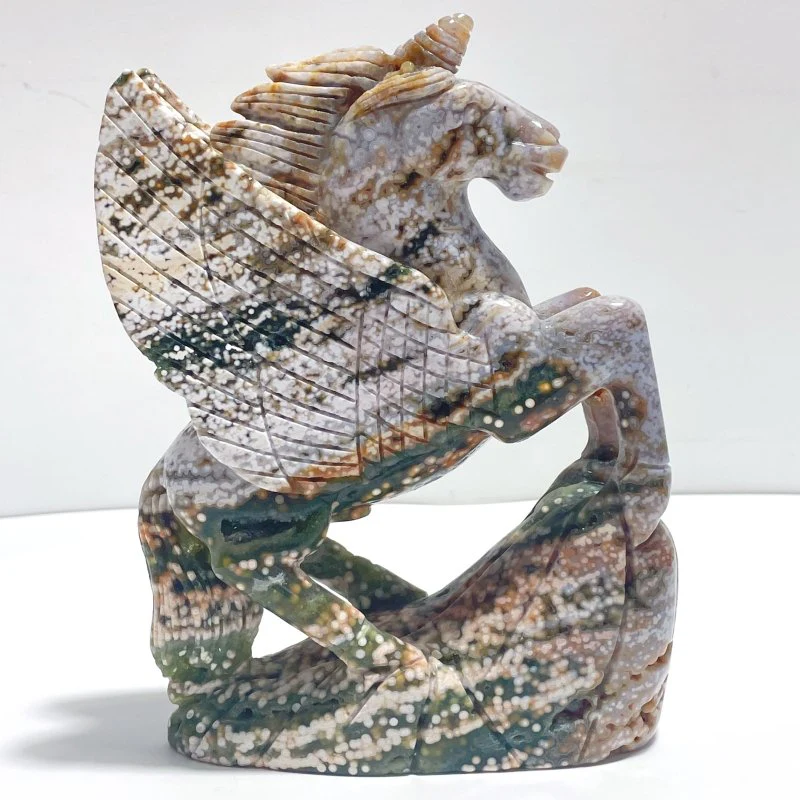 Unique 8th Vein Ocean Jasper Unicorn/Pegasus Carving - Image 2